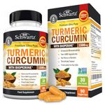 Turmeric Curcumin with Black Pepper 1500mg | High Strength Joint Support | 95% Standardized Curcuminoids Turmeric and Black Pepper Capsules for Ultra High Absorption & Potency | Non-GMO, Vegan | 90ct