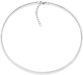 Miabella 925 Sterling Silver Italian 2mm or 2.5mm Solid Dome Omega Link Chain Necklace for Women 16 + 2 inch ext. Made in Italy, Sterling Silver, No Gemstone