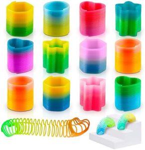 25Pcs Sensory Spring Fidget Toy Set - Rainbow Spring Party Favors with Color & Shape Recognition - Flexible Mini Springs for Teens & Adults in the Shapes of a Circle, Heart, Hexagon, Square & Star