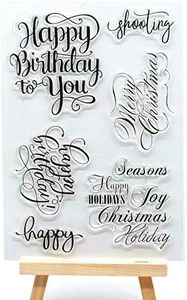 Welcome to Joyful Home 1pc Happy Birthday Sentiment Rubber Clear Stamp for Card Making Decoration and Scrapbooking