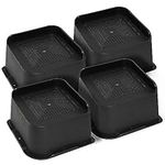 MIIX HOOM 3 Inches Bed Risers Heavy Duty Plastic, 7.5 cm L-shaped Furniture Lifts for Raising Table, Desk, Sofa, Couch Legs, Support Up to 2,200 lbs / 1,000 KGS, Black, Set of 4 (4 Packs)