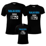 Hangout Hub HH61 Dad Mom SonRound Neck T-Shirt Vacation Mode On (Black;Men XXL (44), Women XXL (42) ;Boys-0-2Yrs) Set of 3 Family T-Shirts