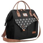 Lekesky Large Lunch Bag for Women with Shoulder Strap Insulated Lunch Bag for Work Lunch Tote 15L,Black