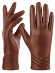 GSG SINCE 1998 Womens Genuine Leather Gloves with Wool Lined Touchscreen Sheepskin Warm Winter Driving Gloves Brown X-Large