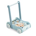 Navaris Wooden Baby Walker with Blocks - Push Along Wagon for Babies with 46 Wood Bricks - Classic Toy Gift Idea for Girls and Boys Learning to Walk