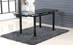 7 Star FURNITURE Extending Dining Table in Black Top with Black Metal Frame (Table only) Easy to Assemble Premium Quality