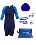 TEMPEST Girls's Lycra Stretchable Half Length Multipurpose Wear for Swimming I Diving I Cycling I Aerobics | Skating (Blue, 15 Years-16 Years)