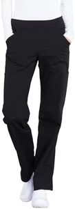 CHEROKEE Workwear Professionals Women Scrubs Pant Mid Rise Straight Leg Pull-on Cargo WW170P, L Petite, Black