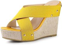 Allegra K Women's Platform Slide Yellow Wedge Sandals 9 M US