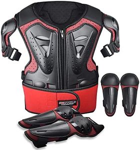 ElCYCO Kids Motorcycle Armor Suit Dirt Bike Gear Chest Protector Motocross for Kids Dirt Bike Chest Protective Gear with Elbow Knee Pads Guards for Cycling(red)