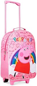 Peppa Pig Kids Suitcase for Girls Foldable Trolley Hand Luggage Bag Carry On Travel Bag with Wheels Cabin Bag Wheeled Bag with Handle Trolley Suitcase for Kids, Pink, One Size, Cabin Bag