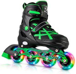 Kuxuan 4 Size Adjustable Inline Skates for Kids Boys Girls Ages 5-12,Illuminating Roller Skates Blades with Light Up Wheels, Safe & Fun Beginner Blades for Youth Kids Teen Outdoor Sports