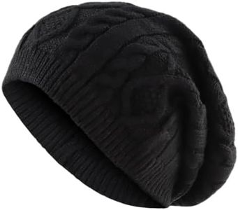 Zsedrut Women Slouchy Beanie Men Winter Knit Skull Cap Acrylic Hat for Girls Cold Weather Woman Toque (Black)