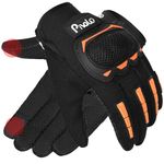 Pivalo Full Finger Bike Riding Gloves with Strong Knuckle Protective Shells Touch Screen Anti-Skid Surface Breathable Mesh for Motorcycle Cycling Climbing Mountaineering Hiking (Black & Orange, L)