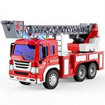 GizmoVine Fire Engine Toys, 1:16 Fire Truck with Light Sound Extending Ladder, Friction Powered Firetruck for 2 3 4 5 6 7 8 Year Olds, Birthday Christmas Party Gift