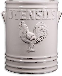 Home Essentials Rooster Utensil Crock Ivory 6.25L X 5.70W X 7.08H