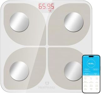 Bilancia Pesa Persona, Healthkeep Bilancia connessa Bluetooth Impedenzometro Pesa Persone Alta Precisione con 13 Misure Corporali APP Per Android & iOS, Capacità 180kg/400lb, 28x28cm