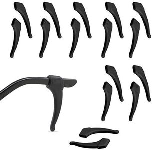 Kalevel 8 Pairs Anti Slip Glasses Ear Hook Grip Silicone Eyeglasses Temple Tips Sleeve Retainer Sunglasses Ear Cushion Holders (Black)