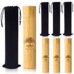 Thyle Bamboo Scattering Urns for Ashes Biodegradable Scattering Cremation Ash for Human Adult Tree Small Urns Tube Keepsake Urn and Black Velvet Bag for Male Women Pet Dog Cat Ashes(4 Set)