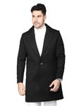 CHKOKKO Wool Blend Men Winter Wear Regular Wear Regular Fit Standard Length Coat Black M