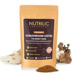 NUTRILIC 10 Mushroom Coffee (40 Servings)- Instant Arabica with Micro Ground Coffee blend with Lions Mane, Chaga, Cordyceps, Reishi, Maitake, Shiitake, Black Fungus, Tremella, Ginseng Extract