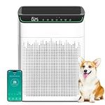 MERONTE Air Purifiers for Bedroom Large Room Home, Up to 1690² with PM 2.5 Air Quality Monitor, Wi-Fi and Alexa Compatible, HEPA Filter Double-sided Air Inlet for Smoke Odor Dust, 23dB Quiet Ivory