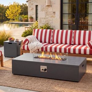 COSIEST 56 Inch Propane Fire Pit Table, 50,000 BTU Rectangular Fire Table