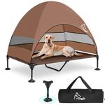 Upgraded Elevated Dog Bed with Canopy, Portable Raised Outdoor Dog Bed with Stable Anti-Slip Feet, Wider Shade Pet Bed Cot, Raised Dog Beds for Large Dogs Camping