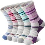 Anlisim Merino Wool Socks for Women Hiking Thermal Warm Winter Boot Work Crew Cushion Ladies Socks 5 Pairs Gift Stocking Stuffers(Bright Stripe,M)