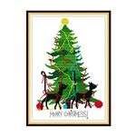 Cross Stitch Embroidery Kits for Adults Kids, WOWDECOR Merry Christmas Christmas Tree Cat 11CT Stamped DIY DMC Needlework Easy Beginners