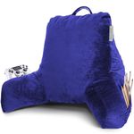 New & Improved Clara Clark Reading Pillow, Medium Bed Rest Pillow with Arms for Kids Teens & Adults – Premium Shredded Memory Foam TV Pillow - Royal Blue