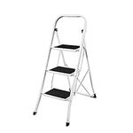 Portable Foldable 3 Step Steel Ladder,Heavy Duty Steel,Non Slip Tread Stepladder Safety Folding Heavy Duty Step Stool,Ideal for Home/Kitchen/Garage 150KG Max Capacity