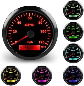 WATERWICH Speedometer Odometer GPS Gauge Meter Kit 7 Colors 3.34inch 85mm Odometer Speed Gauge 0-120MPH DC12V 24V for Car Truck Vehicle Automotive Boat Marine