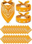 36 Pieces Paisley Bandana Novelty Headband Square Scarf Cowboy Bandanas for Halloween Party Costume (Gold)