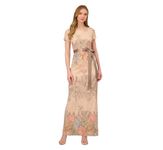 Adrianna Papell Women's Mateleasse Column Gown, Blush Multi, 4