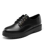 DREAM PAIRS Womens Lace Up Formal Shoes in Black Ladies Flat Low Heel Smart Derby Vintage Oxfords,Size 6.5,Black/pu,SDOX2202W-E