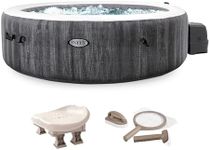 Intex PureSpa Plus Greywood Inflatable Hot Tub Bubble Jet Spa, Hot Tub Maintenance Accessory Kit, and Slip Resistant Inflatable Removable Hot Tub Seat
