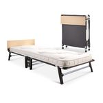 JAY-BE QP80 Quick Folding Bed with Deep Pocket Sprung Mattress, Single, Roll-Away Guest Bed, 360° Castors, Anti-Tip Legs, Steel Frame Supports 160kg, Slim Foldaway Design Only 26cm Folded (Single)