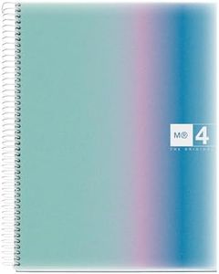 Miquelrius - Notebook A4, ruled 5 mm, 120 sheets of 70 g/m², 4 coloured stripes, micro-perforated spiral, polypropylene cover, 4 drills, A4 Aurora Santorini notebook