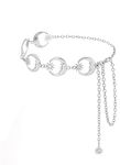 PALAY® Waist Chain for Women, Silver Belly Chain for Women Girls, Moon Star Waist Belt for Women Dresses, Metal Waist Chain for Women for Saree, Stylish Accessories for Blazer, Suit, Dress, Jeans