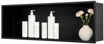 Autopartsfreer Recessed Wall Niche Cabinet 36" x 12", Matte Black Stainless Steel, No Tile Needed, Shower Niche Storage