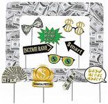 Money Party Inflatable Photo Booth Selfie Frame & Photo Props Set Giant Bill Dollar Party Blow Up Picture Frame for Birthdays Casino Weddings Bachelorette Retirement Graduations Party Decor