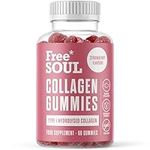 Collagen Gummies | High Strength Marine Collagen Supplement | Advanced Superior Type 1 Hydrolysed Collagen Peptides | Triple Strength Pure Formulation Collagen Gummies | 60 Gummies | Free Soul