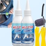 2PCS Household Remover Gel, Home Remover Gel Grout Cleaner Black Stain Remover Gel With Brush Gloves and Cloth For Washing Machine, Bathroom, Wall, Tiles, Sealant, Glass, Kitchen, Sinks(10.14 Fl Oz)