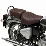 Neodrift Premium Bike Seat Cover - RE Meteor 350/650 | Coffee - Double Seat | Anti-Slip & Shock-Absorbing Design | Water-Resistant Fit | Strip Cushioning | Easy Fit | Saka Art Leather