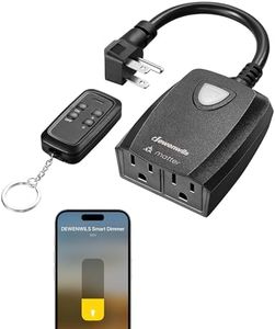 DEWENWILS Wi-Fi Matter Smart Dimmer Plug, Remote Control, 2 Grounded Outlets, Work with Alexa/Google Home, Support 200W Dimmable LED & 400W Tungsten Bulbs, Outdoor Dimmer for String Lights