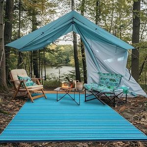 Green Decore Weaver Premium Grade Stain Proof Reversible Plastic Outdoor Rug (180 X 270 CM, Turquoise Blue)