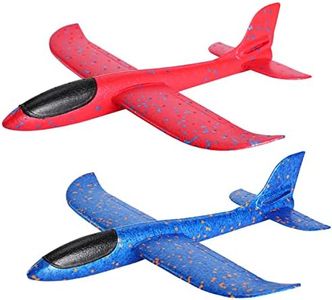 GSM Brands Foam Airplane Toys 2 Pack, 17.71 Inch Throwing Glider with Flight Upgrade 2 Tail Position Option (1 Red, 1 Blue)