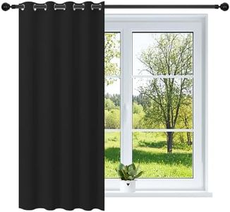 NAKIHOUSE Black Blackout Curtains, Thermal Curtains 46" Wide x 72" Drop Super Blackout Eyelet Ring Top Curtains Bedroom, Single Curtain for Door Doorway Window Living Room Bedroom, 1 Panel