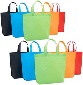 Juvale 10 Pack Reusable Tote Bags with Handles for Shopping, Bulk Cloth Bags for Groceries (15x12.5 in, 5 Assorted Colors)